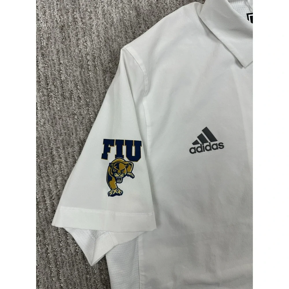 Men's Adidas x FIU Panthers Polo Shirt Florida International White Mens Large